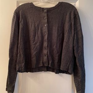 Charcoal Heather Ribbed Button-Front Top BNWT - Medium